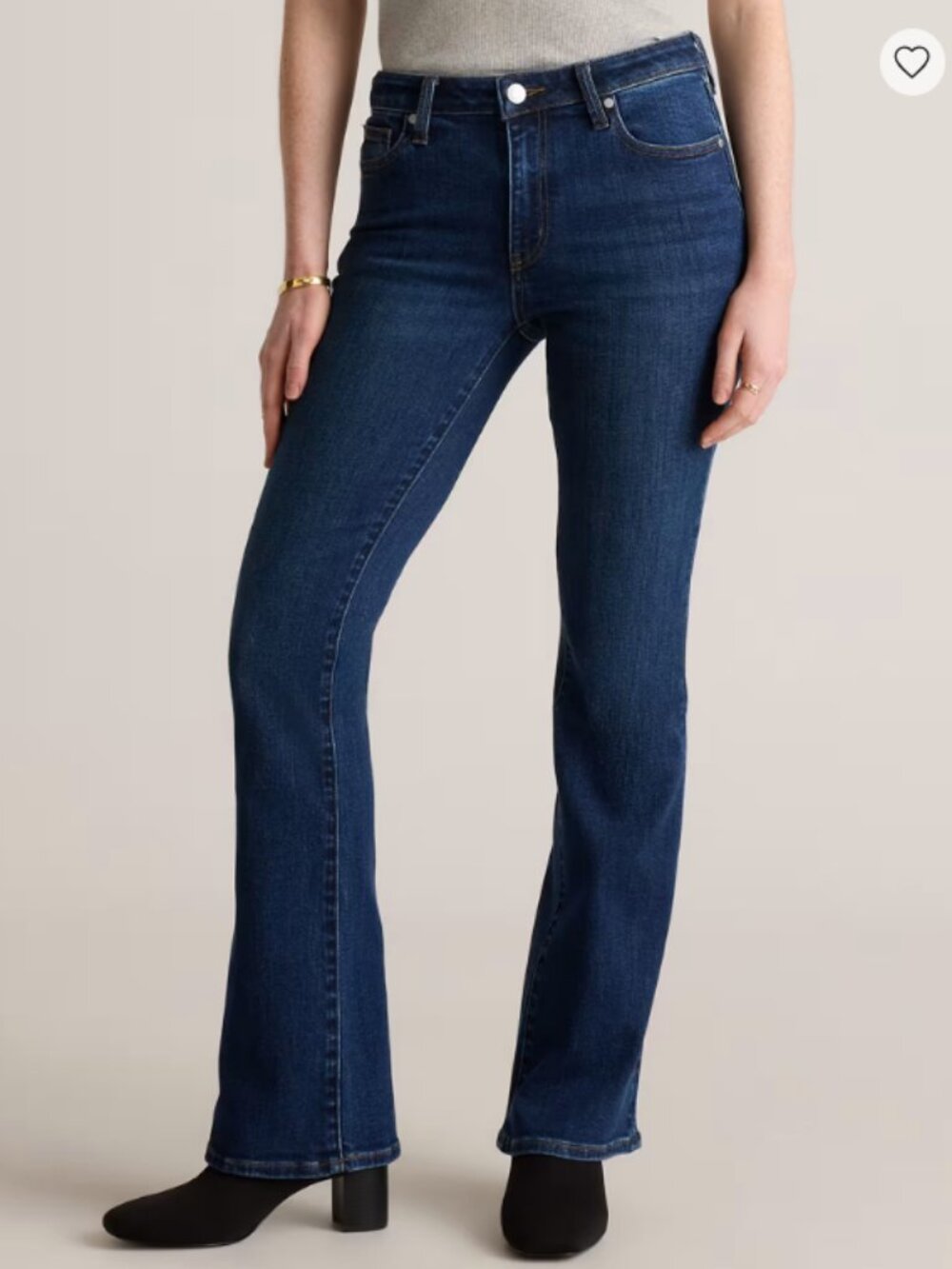 QUINCE Luna Stretch Flare Jeans Midnight Blue Size 28 Regular EUC Organic Cotton